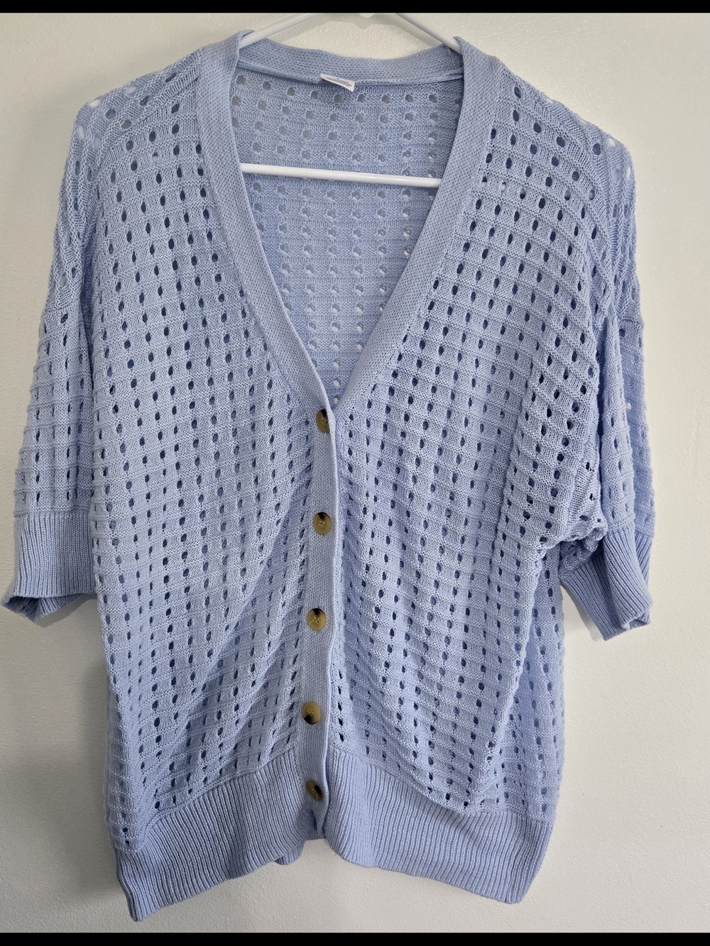 Melrose and Market Light Blue Open-Knit Button Front Cardigan
